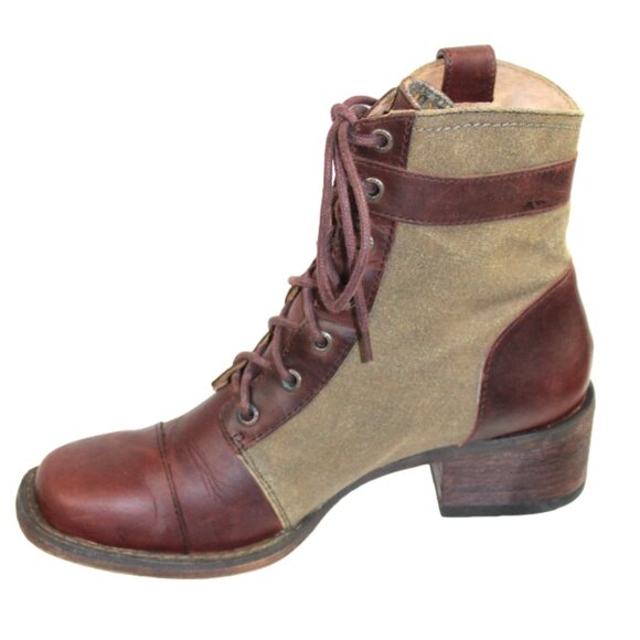 Durango World Traveler Lacer Oak Brown Vintage Leather Canvas Lace-Up Bo… - Picture 4 of 10